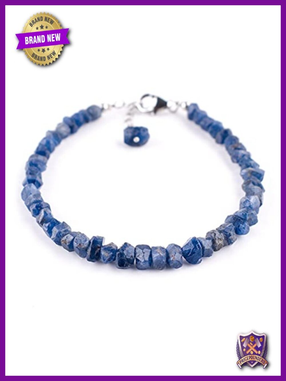 Natural Blue Sapphire Bracelet Women Handmade 925 Sterling Silver Rough